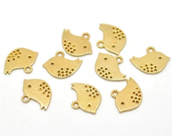 5 pieces Gold Plated Bird Charms