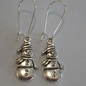 Cute Antique Silver Snowman Earrings