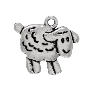 5 Pieces Silver Tone Sheep Charms