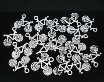 10 pieces Antique Silver Bicycle Charms