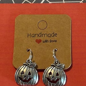 Cute Silver Halloween Pumpkin Earrings