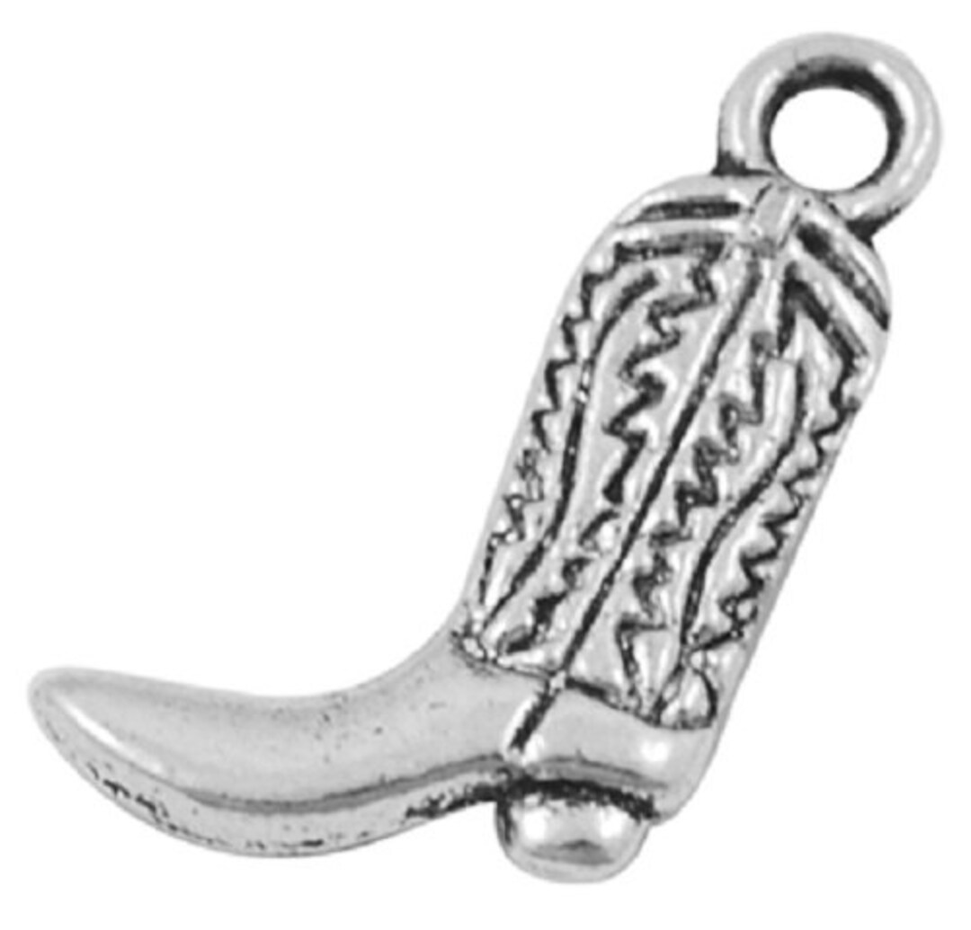 10 Cowgirl or Cowboy Boots, Western Wear Shoe Charms Antique Silver 16.5x12.5mm P20076-AS