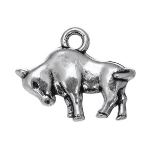 10 Pieces Antique Silver Bull Charms, 13mm x 16mm (4/8" x 5/8")