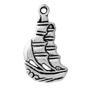 10 PCs Antique Silver Sailing Boat Charms, 22mm( 7/8&quot;) x 13mm( 4/8&quot;)