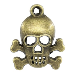 5 Pieces Antique Bronze Skull Charms