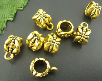 10 Pieces Antique Gold Butterfly Pattern European Bail Beads