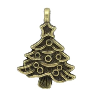 5 Pieces Bronze Christmas Tree Charms