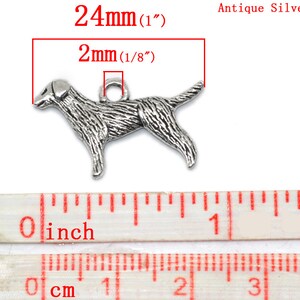 5 Pieces Antique Silver Labrador Retriever Dog Charms image 3