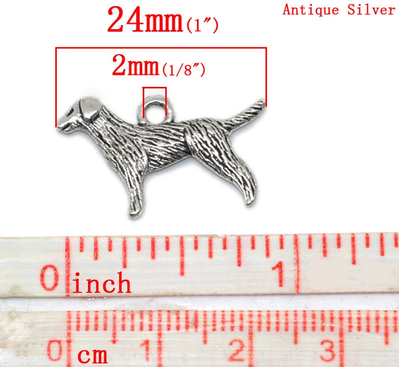 5 Pieces Antique Silver Labrador Retriever Dog Charms image 3