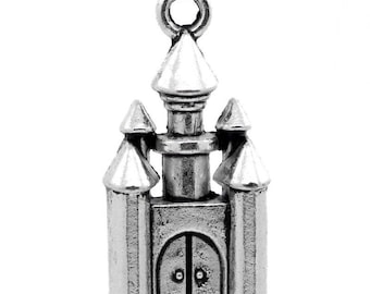 5 pièces Antique Silver Castle Charms, 28mm (1 1/8 ») x 14mm (5/8 »)