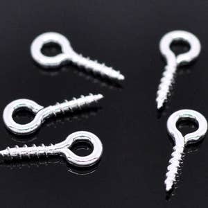 50 pieces Silver Tone Screw Eye Bails