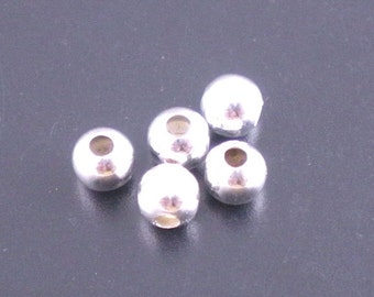 50 PCS 4mm Silver Plated Smooth Ball Spacer Beads