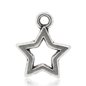 5 Pieces Cute Antique Silver Star Charms