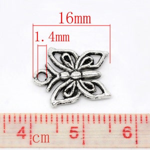 10 pieces Antique Silver Butterfly Charms image 3