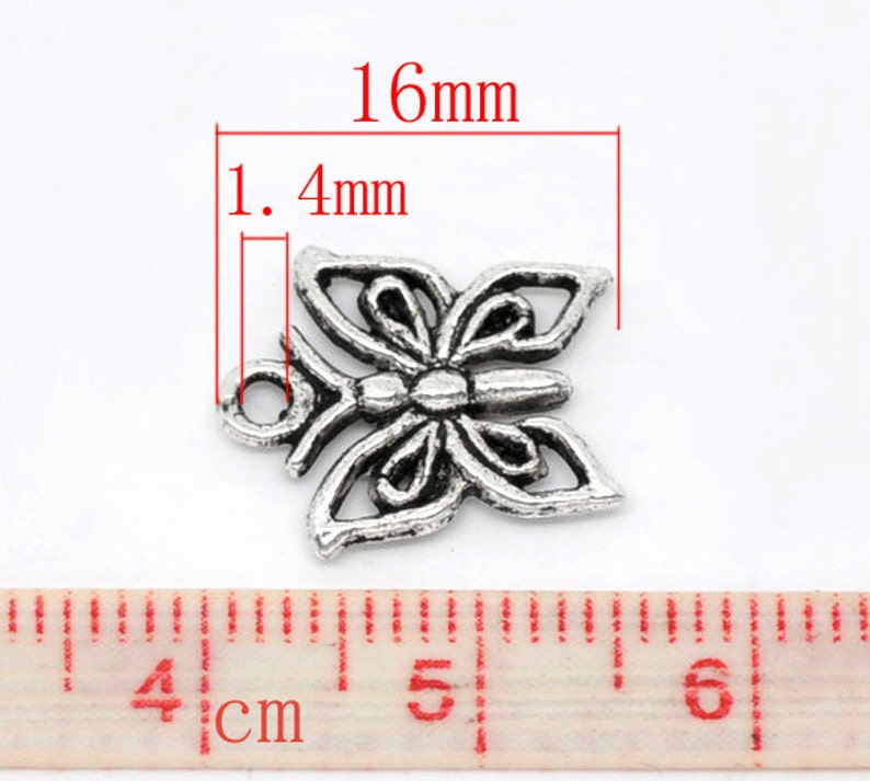 10 pieces Antique Silver Butterfly Charms image 3