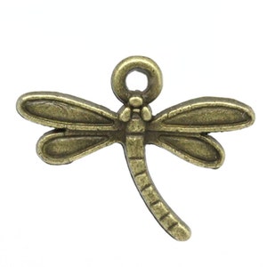 5 Pieces Antique Bronze Dragonfly Charms