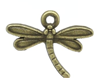 5 Pieces Antique Bronze Dragonfly Charms