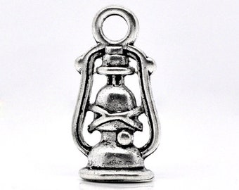5 pieces Antique Silver 3 D Oil Lantern Charms, 17mm x 14mm( 5/8"x 4/8")