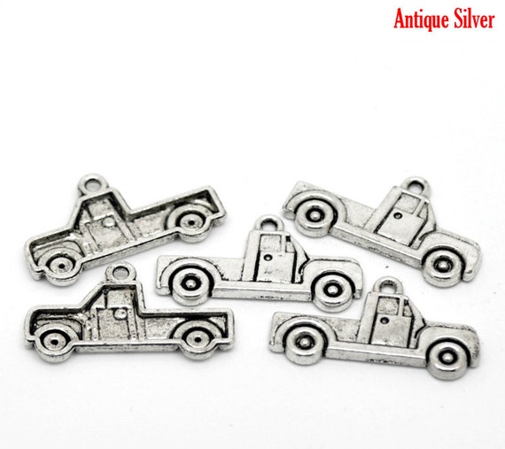 5 Pieces Antique Silver Pickup Truck Charms | Etsy