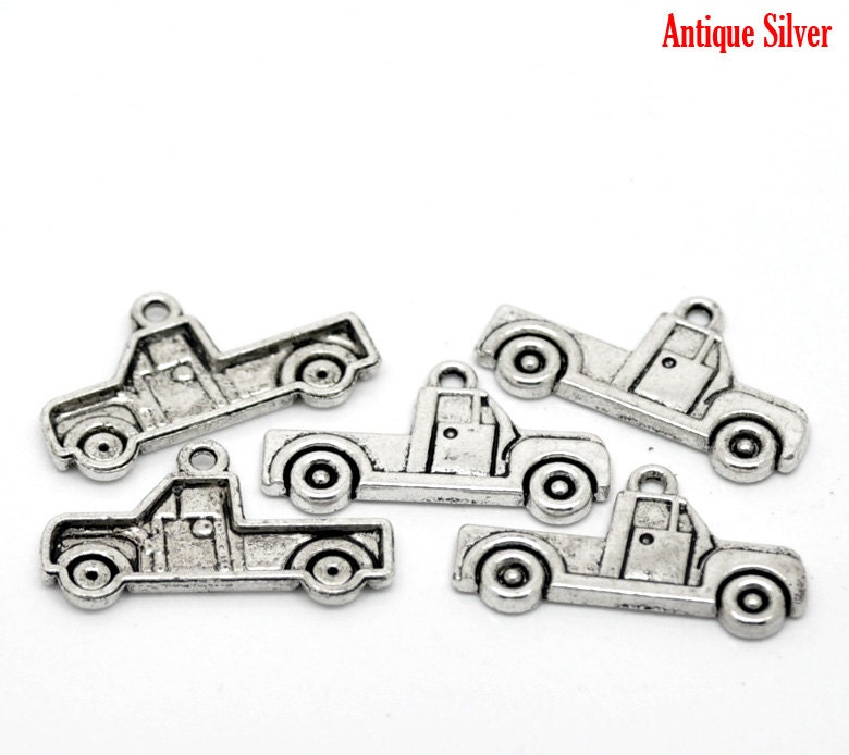 10 Pieces Antique Silver Pickup Truck Charms | Etsy