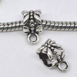 10 pieces Antique Silver Butterfly Pattern European Bail Beads