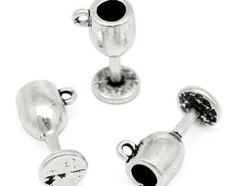 50 Pieces Antique Silver Goblet Charms