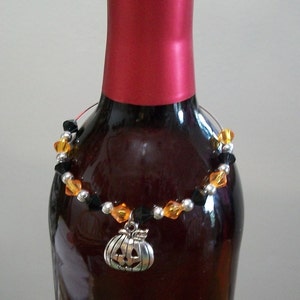 Cute Jack O'Lantern Halloween Wine Bottle Charm image 1