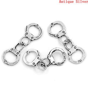 10 pieces Antique Silver Handcuffs Charms