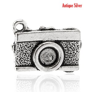 5 Pieces Antique Silver Camera Charms