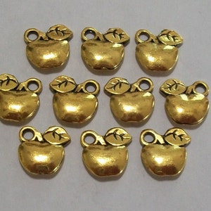 10 Pieces Antique Gold Apple Charms