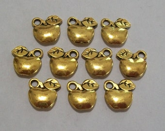 10 Pieces Antique Gold Apple Charms
