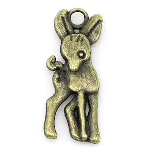 5 Pieces Antique Bronze Deer Charms