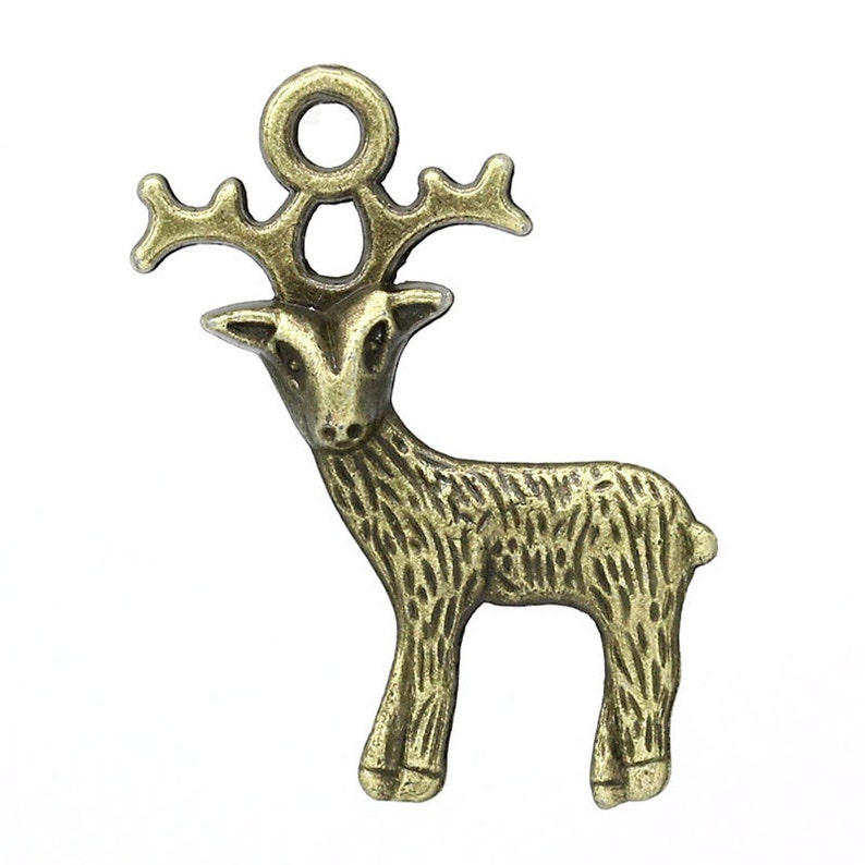 10 Pieces Antique Bronze Reindeer Charms