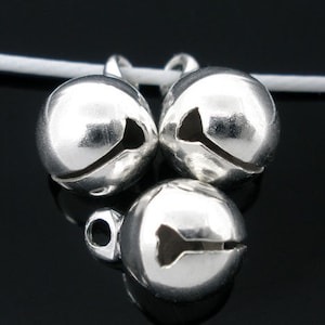 10 Pieces Silver Plated Christmas Jingle Bell Charm, 8mm