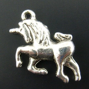 10 Pieces Antique Silver Unicorn Charms image 1