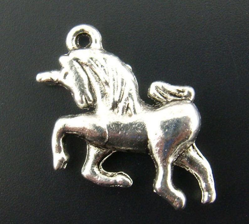 10 Pieces Antique Silver Unicorn Charms image 1