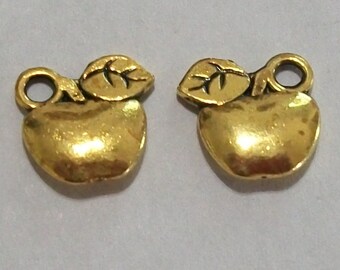50 Pieces Antique Gold Apple Charms