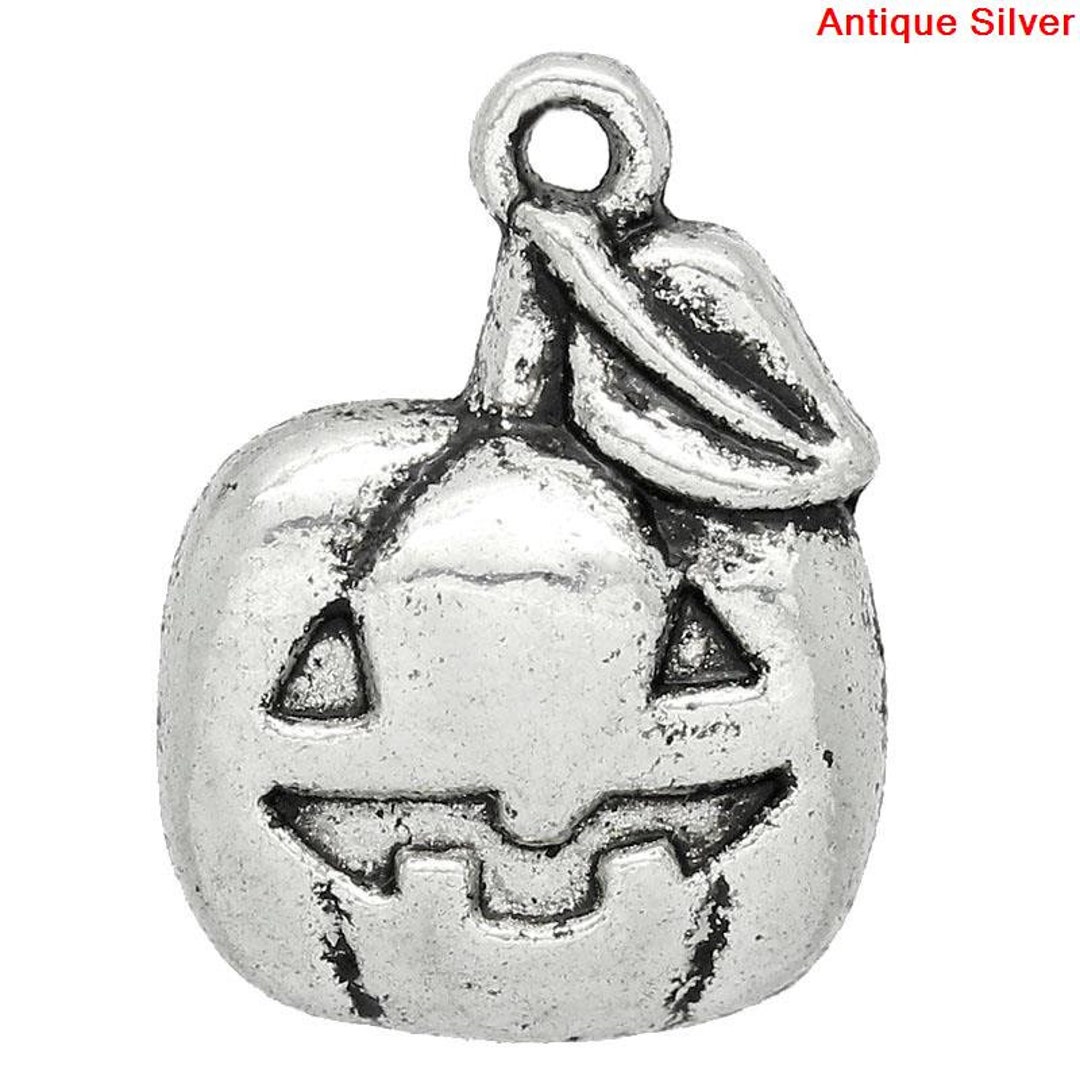 10 Pieces Antique Silver Halloween Pumpkin Jack O'lantern Charms, 19 ...