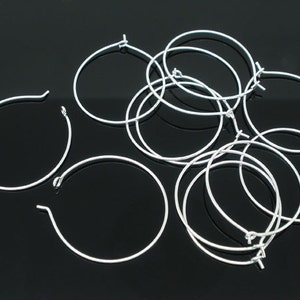 100 Pieces Silver Plated Wine Glass Charm Rings/Earring Hoops, 25mm diameter image 1