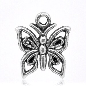 10 pieces Antique Silver Butterfly Charms image 2