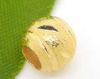 5 Pieces Pretty Gold Plated Carved Stardust European Spacer Beads 8mm Dia.(3/8")