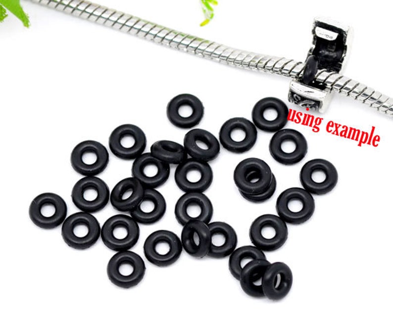 100 Pieces Black Rubber Ring/ Silicone Stopper Beads 6mm Etsy