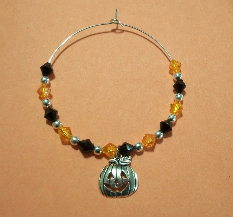 Cute Jack O'Lantern Halloween Wine Bottle Charm image 2