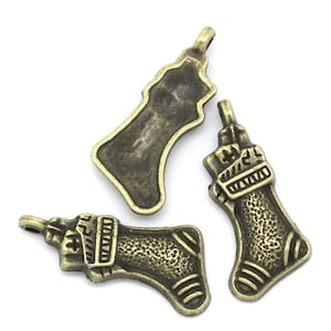 10 Pieces Antique Bronze Christmas Stocking Charms