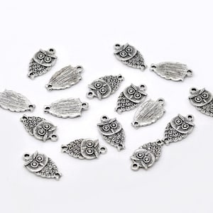 10 Pieces Antique Silver Small Owl Charms