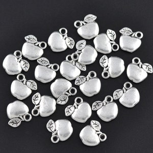 10 Pieces Antique Silver Small Apple Charms