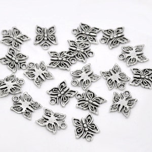 10 pieces Antique Silver Butterfly Charms image 1