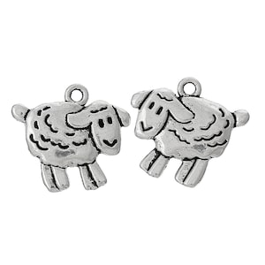 10 Pieces Silver Tone Sheep Charms
