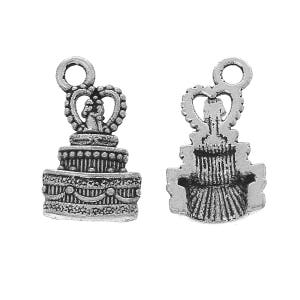 10 Pieces Antique Silver Wedding Cake Charms