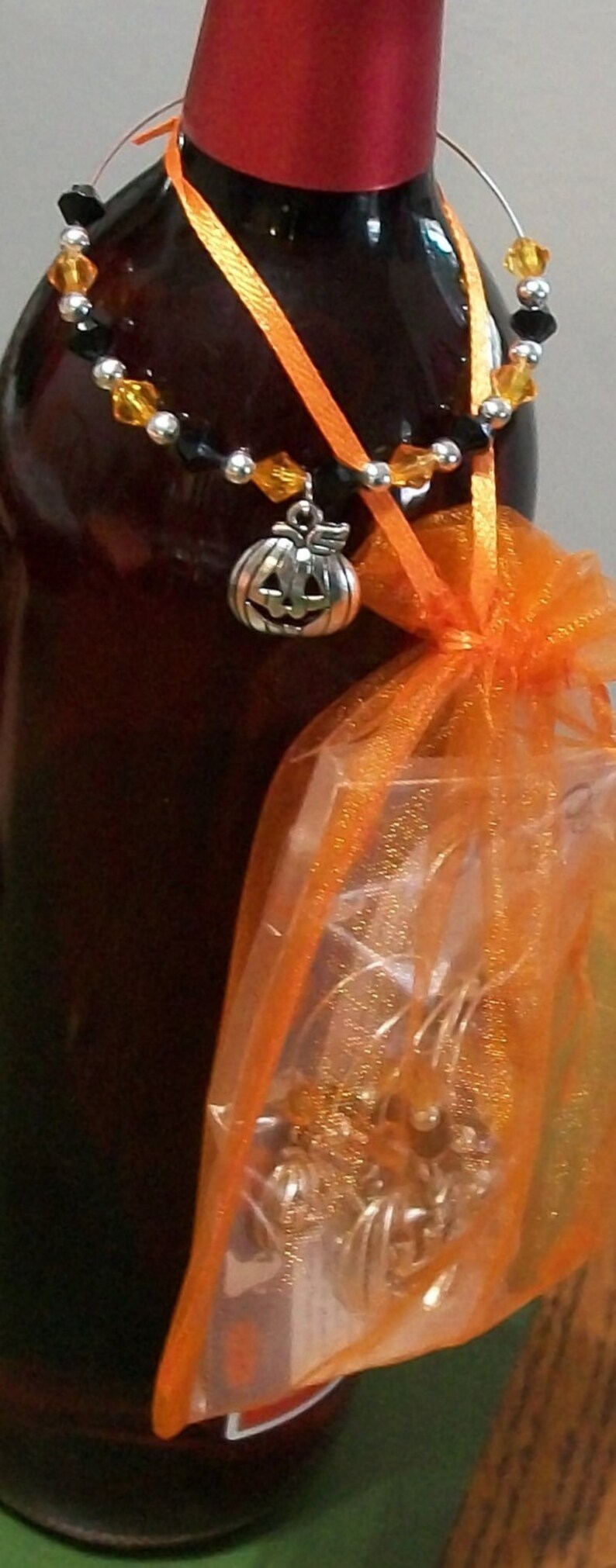 Cute Jack O'Lantern Halloween Wine Bottle Charm image 3